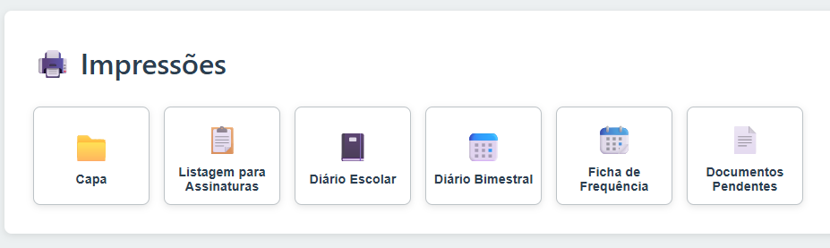 Opções de impressão de documentos escolares